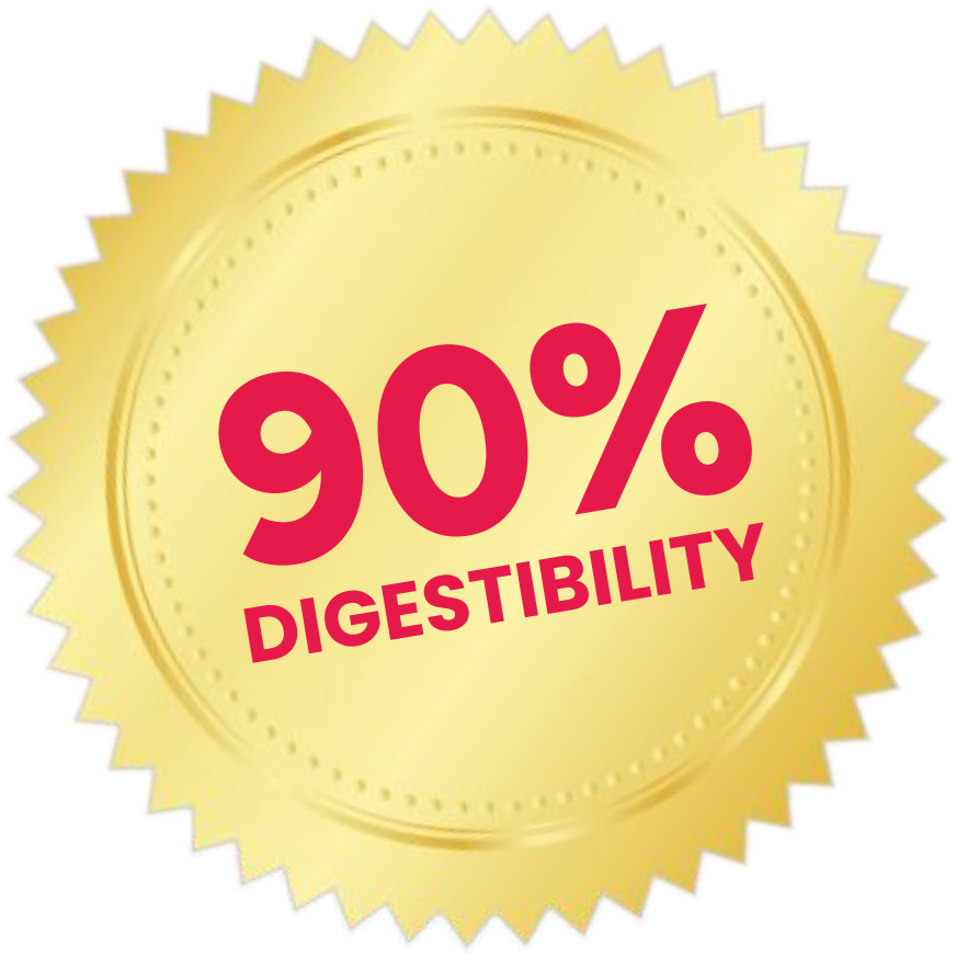 Goldenes Siegel: 90% Verdaulichkeit